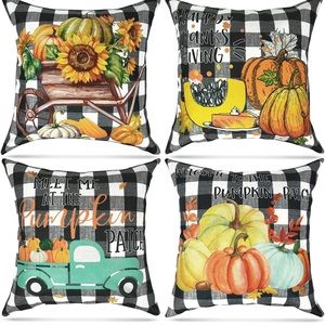 Fall Pillow Covers 18x18, 4 Pack Fall Pillows Decorative